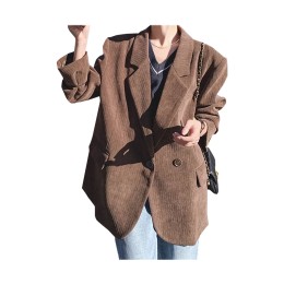Designed women's corduroy blazer, customized high-end retro temperament small suit, vintage blazer, brown, single-breasted, elegant and versatile blazer SKLS131 Designed women's corduroy blazer, customized high-end retro temperament small suit, vintage blazer, brown, single-breasted, elegant and versatile blazer SKLS131